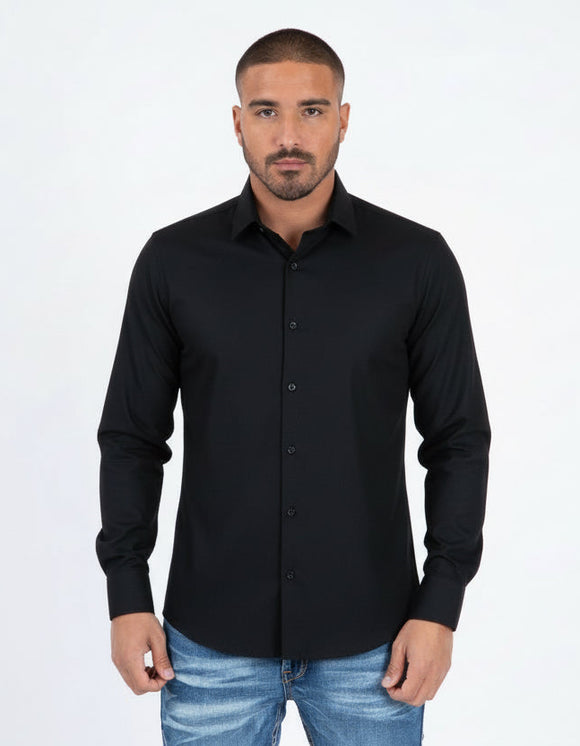 Platini Black Satin Shirt – Moreno's Wear Platini Black Satin Shirt – Moreno's Wear