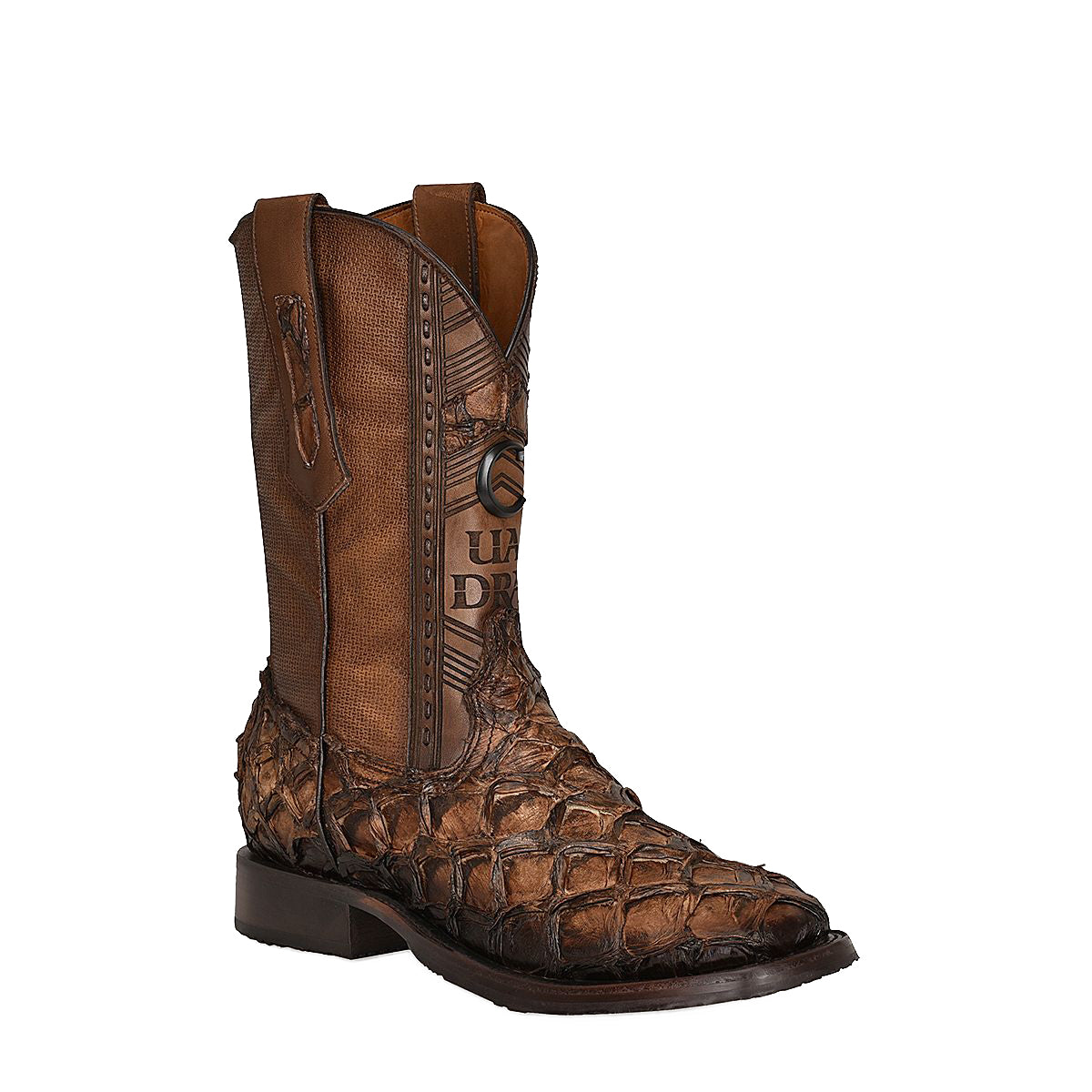 Cuadra Honey Fish Pirarucu Laser & Woven Square Toe Boots