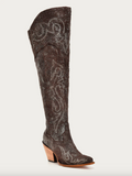 Women's Corral Brown-Silver Metallized Embroidery Scruchable Tall Top Pointed Toe Boots Z5242