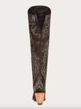 Women's Corral Brown-Silver Metallized Embroidery Scruchable Tall Top Pointed Toe Boots Z5242