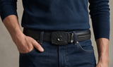 Men's Cuadra Black Bovine Leather Western Belt with SoloClip BC514