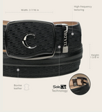 Men's Cuadra Black Bovine Leather Western Belt with SoloClip BC514