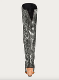 Women's Corral Old-Silver Metallized Embroidery Scrunchable Tall Top Pointed Toe Boots Z5245