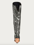 Women's Corral Old-Silver Metallized Embroidery Scrunchable Tall Top Pointed Toe Boots Z5245