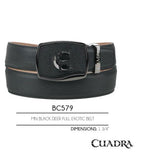 Men's Cuadra Black Deer Leather Western Belt with SoloClip BC579