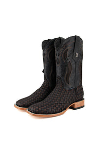 Men's Rock'em Serbia Tejido Wide Square Toe Boots Choco Black