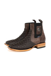 Men's Rock'em Clon Mega Python Wide Square Toe Ankle Boots Matte Brown