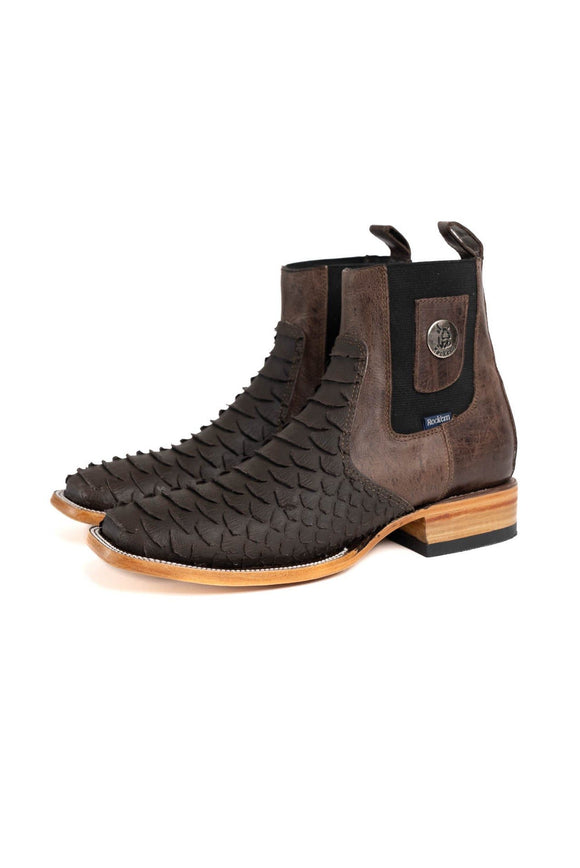 Men's Rock'em Clon Mega Python Wide Square Toe Ankle Boots Matte Brown