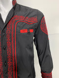 Victor Black/Red Embroidered Shirt