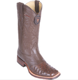 Men’s Los Altos Ostrich Boots With Saddle Wide Square Toe (Rubber Sole)