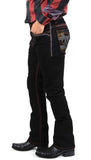 Men’s Platini Red Embroidered Black Slim Boot Cut Jeans