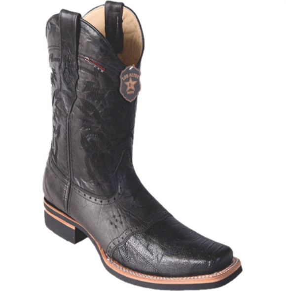 Men’s Los Altos Ostrich Leg Boots With Saddle Square Toe (Rubber Sole)