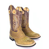 Men's Quincy Crazy With Bull Design Boots Square Toe