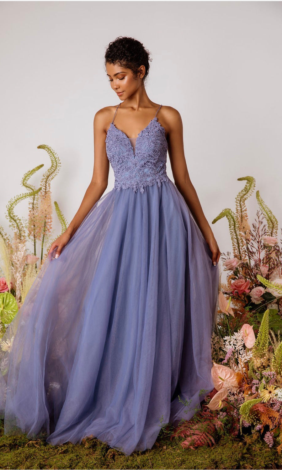 green emerald velvet dress Jersey Fitted Strappy Back Gown by Eureka 9151 S / Tea Rose