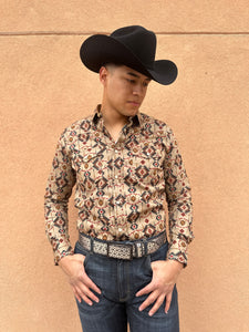 Men’s Brown Rustic Aztec Digital Print Shirt