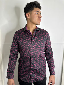 Roberto Platini Purple Flower Print shirt