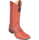 Men’s Los Altos Ostrich Boots With Saddle Wide Square Toe (Rubber Sole)