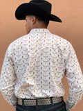 Men’s Beige Longhorn Print Shirt