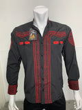 Victor Black/Red Embroidered Shirt
