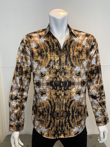 Martin Brown Gold Print Design Moderno Shirt