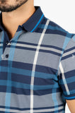 Men’s Blue Platini Squared Print Polo Shirt