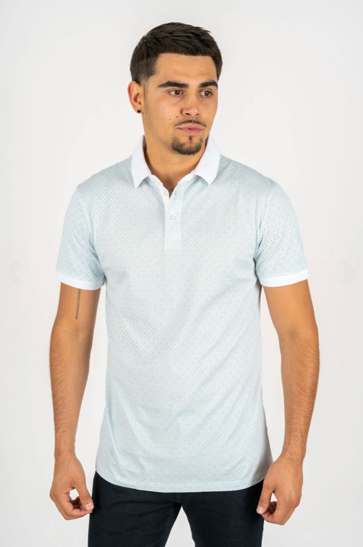 Diego Men’s Platini White Blue Polo Shirt – Moreno's Wear