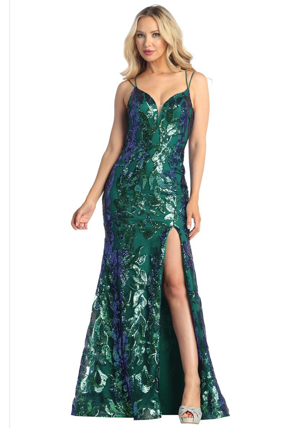 let's prom dresses Modest A-line Satin Evening Dress with Pockets,Spaghetti Straps Long Prom Dress with Slit PD00147, US10 / Royal Blue