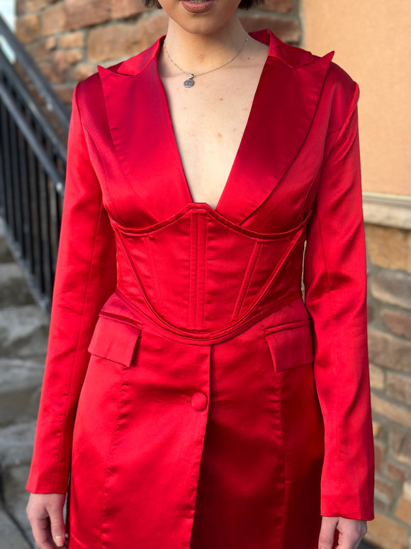Karol Red Blazer w/ Corset