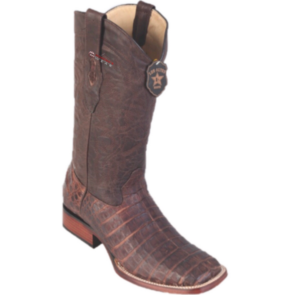 Men’s Los Altos Greasy Caiman Belly Boots Wide Square Toe