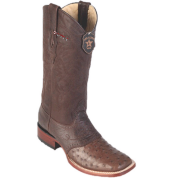 Men’s Los Altos Ostrich Boots With Saddle Wide Square Toe