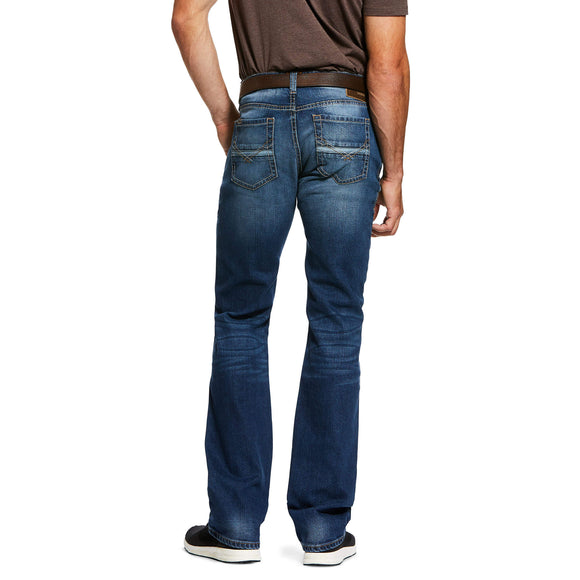 Men's Platini Gray Embroidered Black Slim Boot Cut Jeans