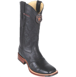 Men’s Los Altos Teju Lizard Boots With Saddle Wide Square Toe (Rubber Sole)