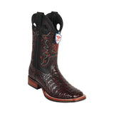 Men's Wild West Caiman Belly With Rubber Sole Boots Wide Square Toe