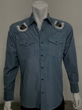 Asiel Smoky Blue Vaquero Embroidered Shirt