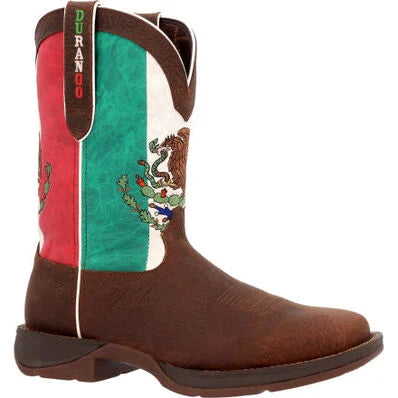 Rebel Mexico Flag Durango Square Toe Western Work Boots