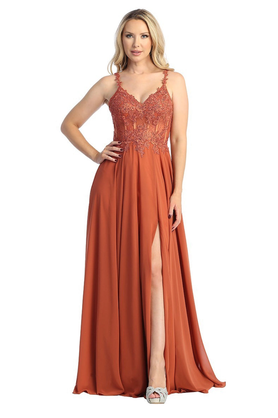 slim fit dress slacks Let's Evening Gown 7846 – Moreno's Wear main image 1