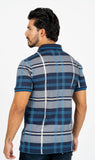 Men’s Blue Platini Squared Print Polo Shirt