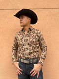Men’s Brown Rustic Aztec Digital Print Shirt