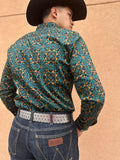 Cesar Platini Black/Teal Print Shirt