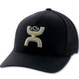 Men's Hooey "Coach" Hooey Black 6-Panel Flexfit with Gold and White Logo Cap