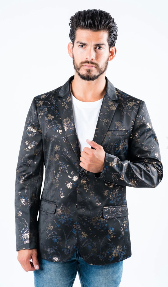 Men's Platini Black with Gold Details Blazer