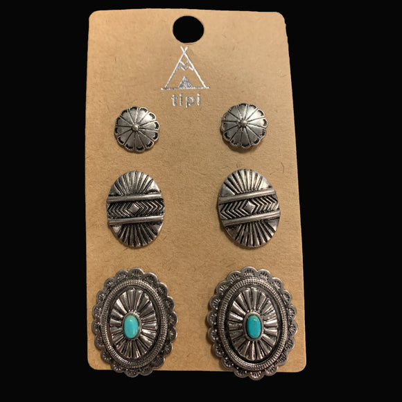 Adamari Silver/Turquoise Concho Earrings
