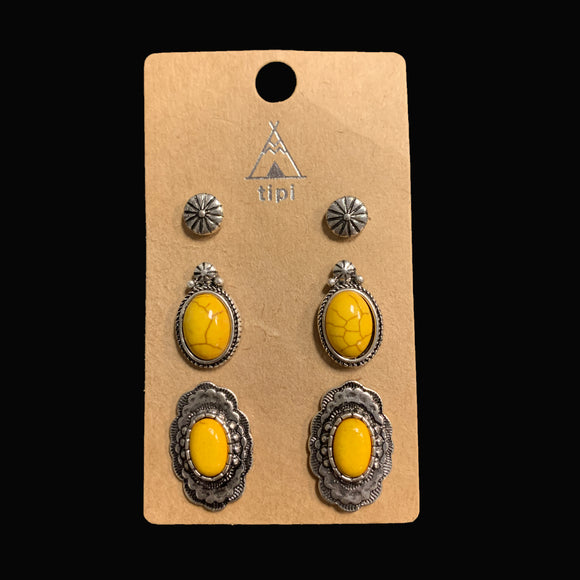 Mirna Silver/Yellow Concho Earrings