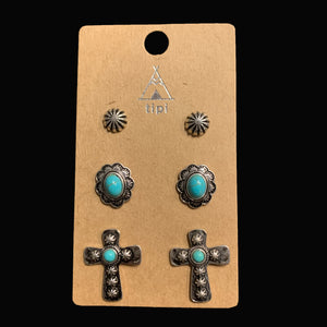 Claudia Silver/Turquoise Concho Earrings
