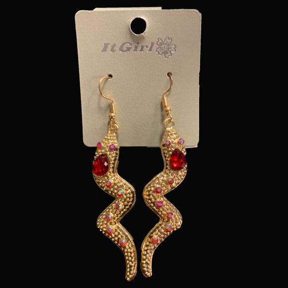 Red/Gold Snake Earrings