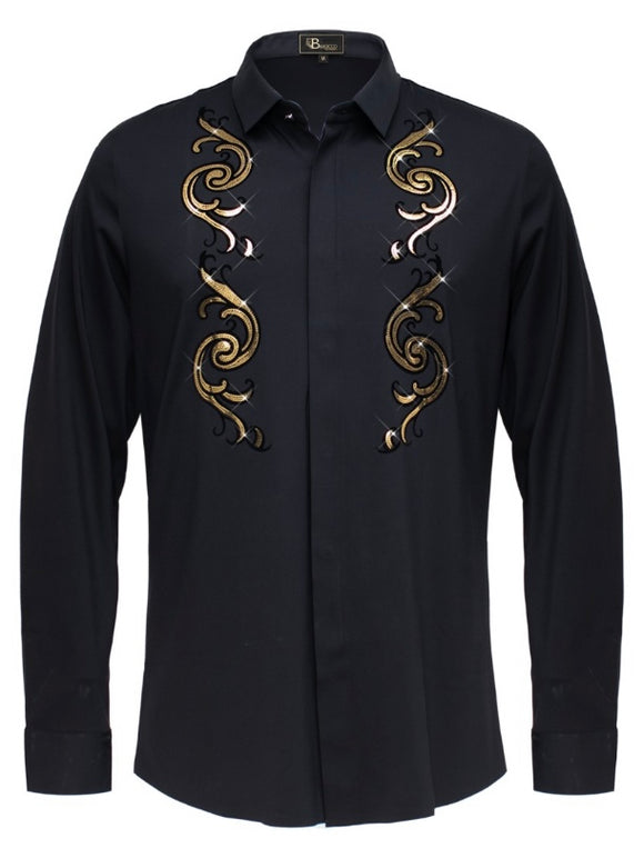 Barocco Johnny Black Gold Design Shirt