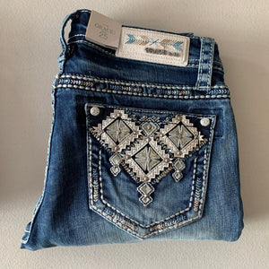 Women's Grace in La Aztec Design Light Wash Bootcut Jeans EB-S406