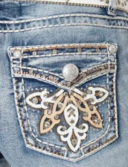 Jenny Light Denim Embroidered Bootcut Jeans