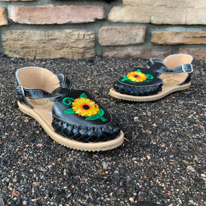 Women Black Sunflower Mexican Handmade Sandles