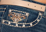 Christina Dark Blue Denim Embroidered Bootcut Jeans
